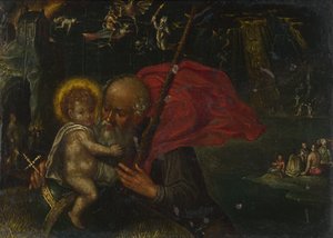 Heiliger Christophorus trägt das Christuskind, 17. Jahrhundert