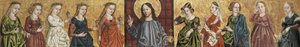 Salvator Mundi flankiert von den klugen und törichten Jungfrauen, um 1500 von German Master
