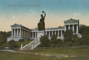 Bavaria-Statue und Ruhmeshalle, München. Postkarte von 1913. von German Photographer