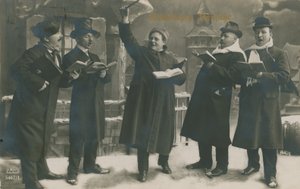 Postkarte von Deutschen, die das neue Jahr besingen, gesendet am 31. Dezember 1913 von German Photographer