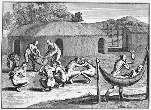 Eine Beerdigungszeremonie, reproduziert aus David Herzlibergers Buch, veröffentlicht 1748, aus 