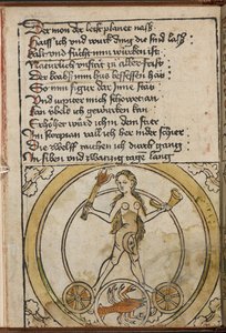 Eine nackte weibliche Figur, die eine brennende Fackel hält. Ein Skorpion, der den Skorpion darstellt. von German School