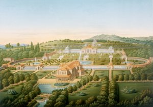 Luftaufnahme der Villa von König Wilhelm von Württemberg, veröffentlicht 1860