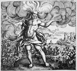 Alchemistische Allegorie: Der Wind hat es in seinem Körper getragen, aus Srutinium Chumicum von Michael Majer (1687) illustriert in einer Geschichte der Magie, veröffentlicht Ende des 19. Jahrhunderts