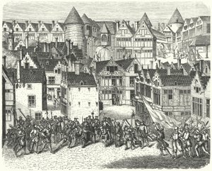 Antwerpen zur Zeit der Plünderung der Stadt durch die Spanier, bekannt als die Spanische Furie von German School