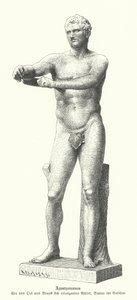 Apoxyomenos, Statue eines Athleten, der Schweiß und Staub mit einem Striegel abkratzt von German School