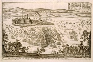 Schlacht bei der Stadt Levice im Jahr 1664, Illustration aus einem Buch über die osmanischen Feldzüge in Europa, graviert von Paul Furst (ca.1605-66) von German School