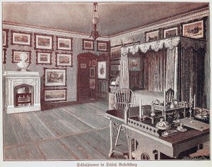 Schlafzimmer des Kaisers im Schloss Babelsberg, Gravur, Deutschland von German School