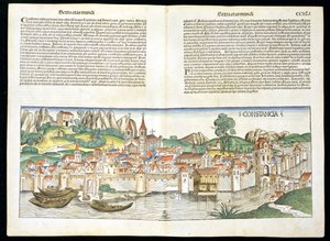 Vogelperspektive von Konstanz, aus der Nürnberger Chronik von Hartmann Schedel (1440-1514) 1493