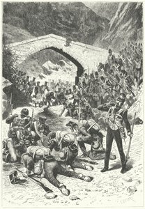 Britische Soldaten nutzen eine Kampfpause, um bei der Schlacht von Talavera Wasser zu trinken von German School