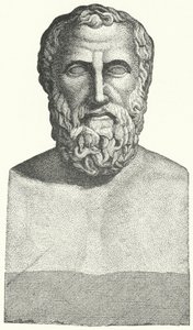 Büste des antiken griechischen Dichters Archilochos (Stich) von German School