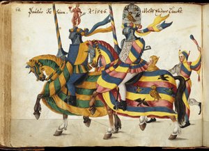 Wettkämpfer, ausgerüstet für ein Turnier, ca. 1640 (Feder und Tinte, Aquarell und Waschungen)