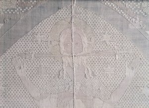 Detail eines Altartuchs mit Christus der Apokalypse, zweite Hälfte des 14. Jahrhunderts