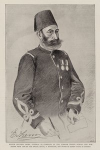 Edhem Moushir Pascha, General im Kommando der türkischen Truppen während des Krieges (Lithografie) von German School