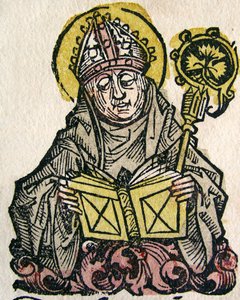 Edmund Rich, der Erzbischof von Canterbury, veröffentlicht in der Nürnberger Chronik, 1493 von German School