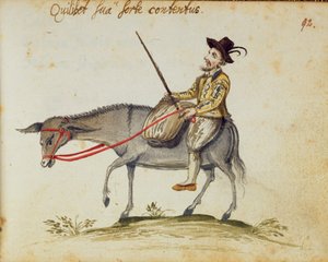 Mann reitet auf einem Maultier, aus dem Album Amicorum, von Moyses Walens, Köln
