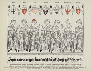 Wahl von Heinrich VII. von Luxemburg zum Heiligen Römischen Kaiser, Frankfurt, 27. November 1308 von German School