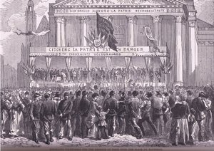 Einschreibung von Freiwilligen zur Verteidigung von Paris, Cassells Geschichte des Krieges zwischen Frankreich und Deutschland, veröffentlicht von Cassell and Company Limited, ca. 1890 von German School