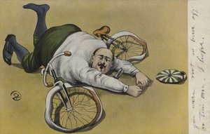 Dicker Mann, vom Fahrrad gefallen von German School