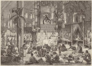 Fest in einer Pagode (Gravur) von German School