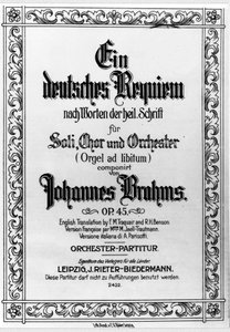 Frontispiz des Deutschen Requiems von Johannes Brahms (1833 - 1897) von German School