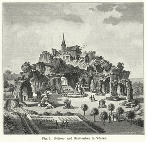 Gartengestaltung: Grottenberg im Garten von Graf Johann von Fries, Vöslau, Österreich