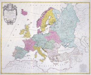 Generalkarte von ganz Europa, unterteilt in seine Hauptländer, 1782