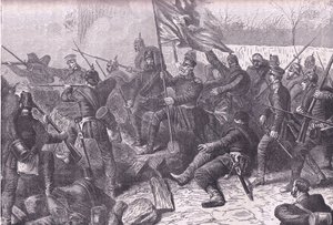 General von Budretzky führt den Angriff auf Le Bourget, Cassells Geschichte des Krieges zwischen Frankreich und Deutschland, veröffentlicht von Cassell and Company Limited, ca. 1890 (Lithografie) von German School