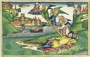 Genesis 28:10 Jakobs Leiter, aus der Nürnberger Bibel (Biblia Sacra Germanaica)
