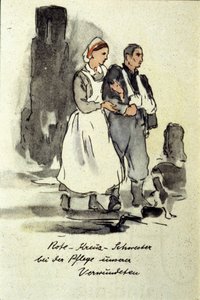 Deutsche Krankenschwester unterstützt einen Verwundeten. 1942 von German School