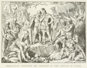 Germanicus entdeckt die Überreste der Legionen des Varus