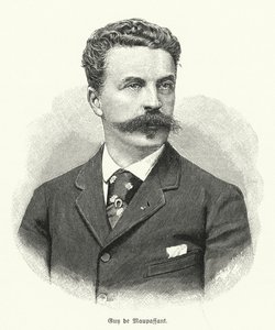 Guy de Maupassant, französischer Kurzgeschichtenautor (Lithografie) von German School