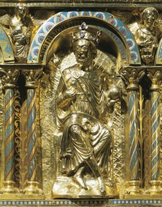 Heinrich IV., Heiliger Römischer Kaiser (1050-1106), Detail vom Schrein von Kaiser Karl dem Großen (742-814) 1215 von German School