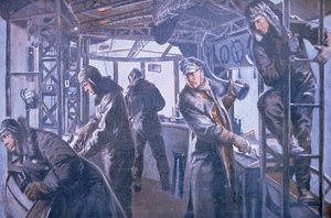 Im vorderen Steuerungsgondel eines Zeppelins