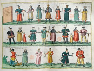 Einwohner von Dithmarschen (Dänemark), illustrierte Tafel aus Théâtre des Cités du Monde von G. Braun, Köln, 1572-1618 von German School