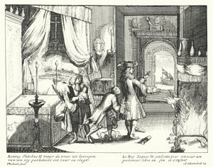 König Jakob II. von England verbrennt den Befehl, das Parlament einzuberufen, und flieht von German School