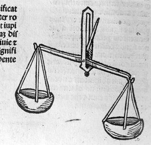 Die Waage - im Traktat von Johannes Angeli De Magnisconnectionibue annorum revolutionibus ac eorum perfectionibus. Augsburg, Erhard Ratdolt von German School