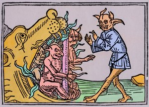 Das Maul der Hölle - Jacobus de Teramo - Der Teufel Belial vor den Toren der Hölle, aus Das Buch Belial, veröffentlicht in Augsburg von German School