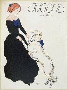 Dame mit einem Windhund, Illustration aus Jugend, 1906