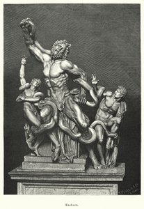 Laokoon und seine Söhne, antike griechische oder römische Skulptur, 1506 in Rom ausgegraben (Gravur) von German School