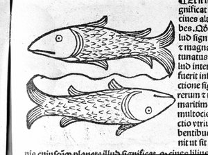 Die Fische - im Traktat von Johannes Angeli De Magnisconnectionibue annorum revolutionibus ac eorum perfectionibus. Augsburg, Erhard Ratdolt von German School