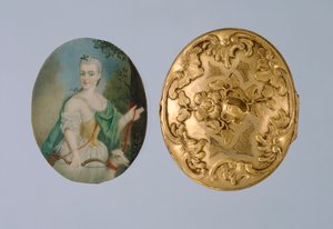 Medaillon mit Miniatur von Wilhelmine als Diana, Mitte des 18. Jahrhunderts von German School