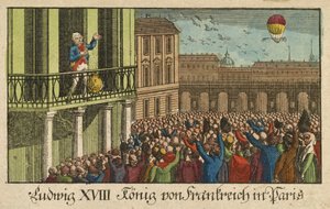 Ludwig XVIII König von Frankreich in Paris, veröffentlicht 1814 (handkolorierte Gravur)