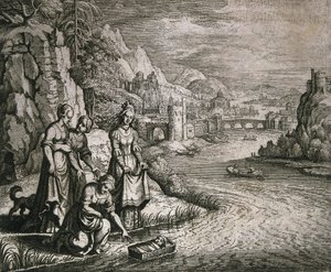 Moses aus dem Nil gerettet von German School