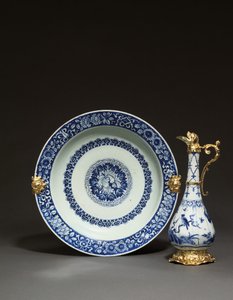 Montierte chinesische Kanne und Schale, Augsburg, ca. 1655-60