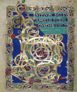 Ms. Czart. 1207 IV, fol.13 v Verzierte Initiale des Matthäus-Evangeliums, aus dem Evangeliarium der Kathedrale von Plock, ca. 1075 von German School