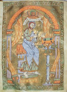 Ms Czart 1207 IV fol 76v St. Markus der Evangelist, aus dem Evangeliarium der Kathedrale von Plock, ca. 1075
