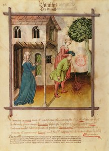 Ein Mann erbricht, aus Tacuinum Sanitatis von German School