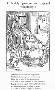 Von körperlichem Vergnügen oder körperlicher Wollust, Illustration aus Alexander Barclays englischer Übersetzung von 