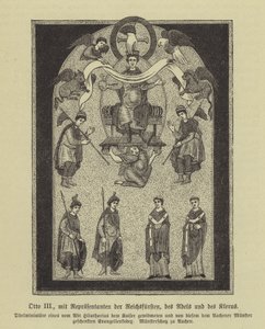 Otto III., Heiliger Römischer Kaiser, mit Vertretern der Fürsten, des Adels und des Klerus von German School